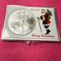 Stunning 2007 Christmas 1 Oz Pure Silver Eagle 