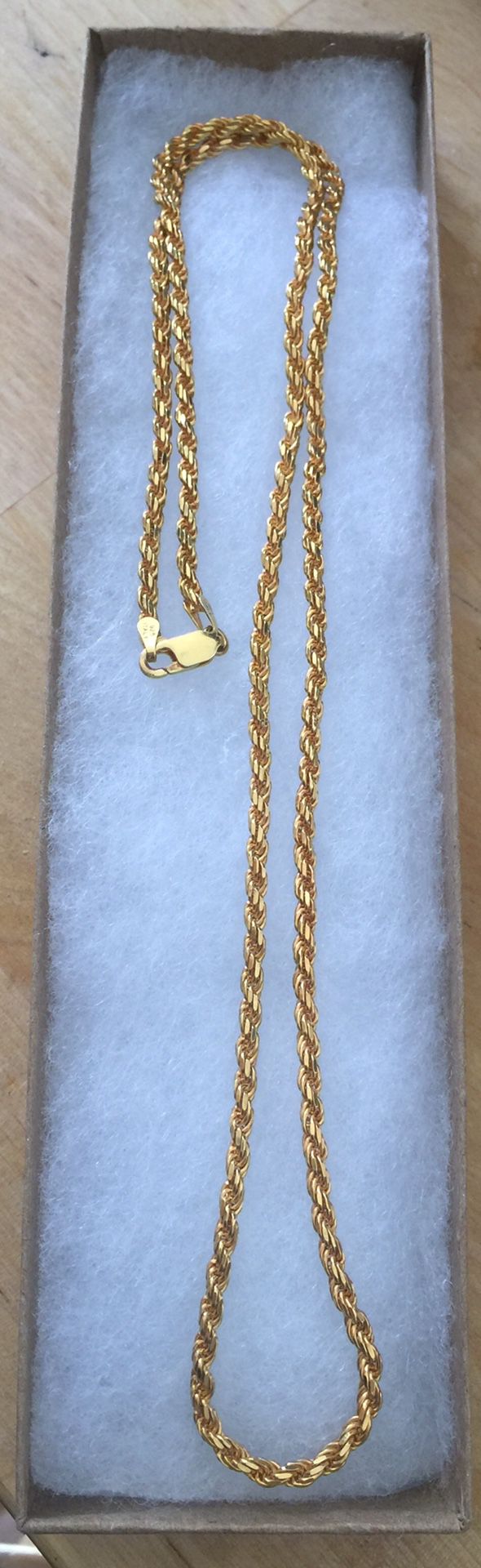 925 Italian Sterling Silver rope chain plated with 24K gold