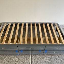 Twin Trundle Bed w/ Storage & Wheels 