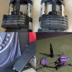 Corelogic Dumbells 50lbs Each | Adjustable Bench | Curl Bar And Accessories 