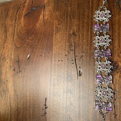Purple Jeweled Metal Bracelet