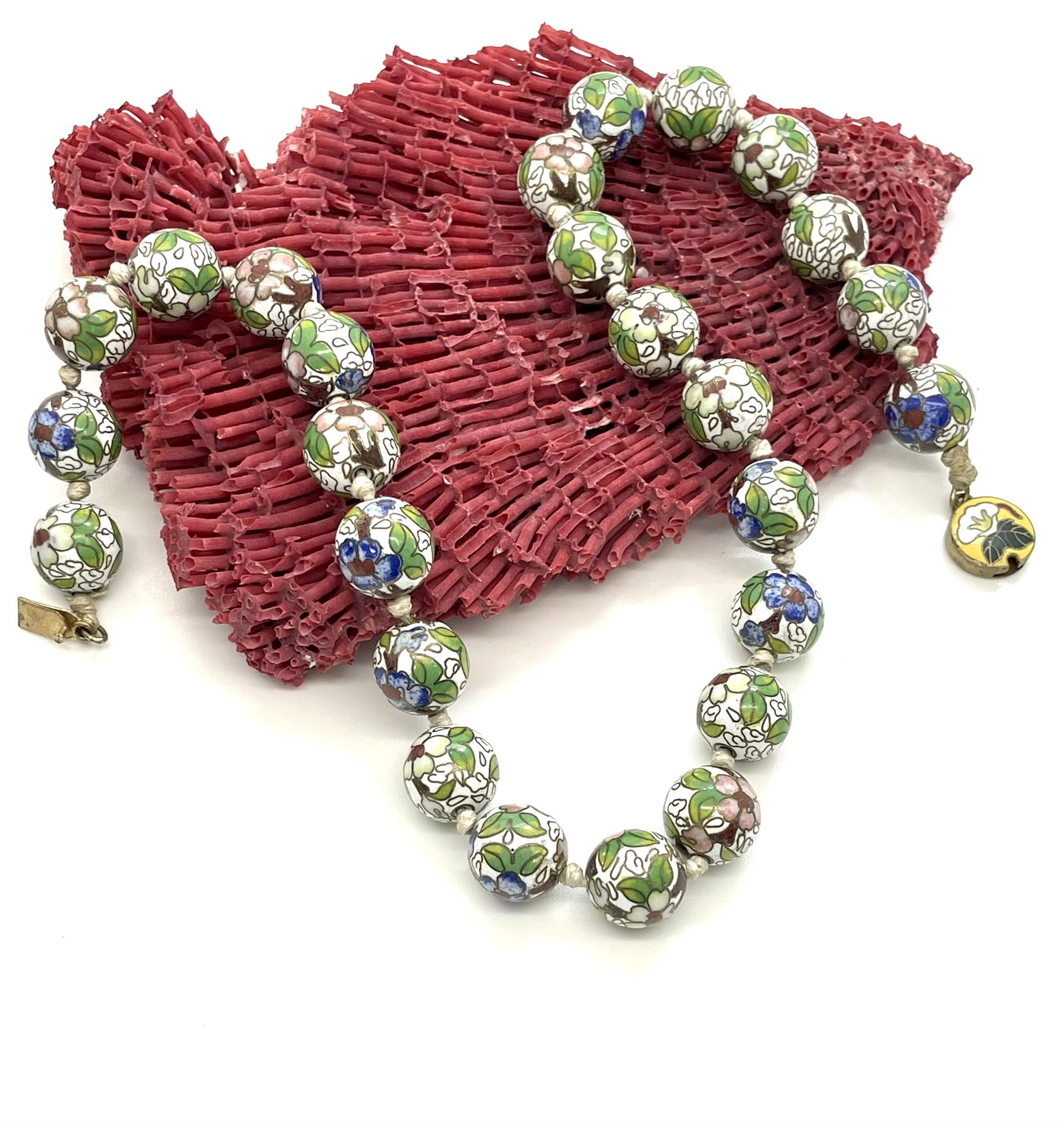 Vintage Cloisonné Necklace & Fancy Clasp