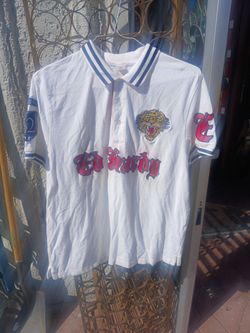 ED HARDY BY CHRISTIAN AUDIGIER VINTAGE POLO T SHIRT SIZE XL HOLLYWOOD TIGER BACK