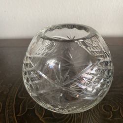 Heavy Cut glass crystal ball vase