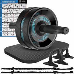 AB Wheel Roller, 6-in-1 Exercise Roller Wheel Kit with Knee Pad Resistance