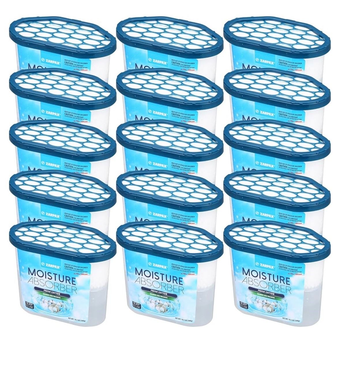 ZARPAX Moisture Absorber Fresh Cotton 10.5 oz/300g | Removes Moisture, Damp & Humidity | Odor Absorber With Fresh Cotton Fragrance | Moisture Trap for