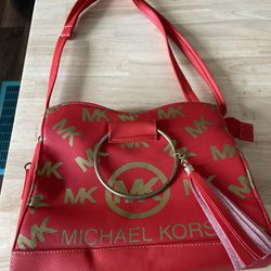 Michael Kors Purse Red And Gold Excellent Condition 