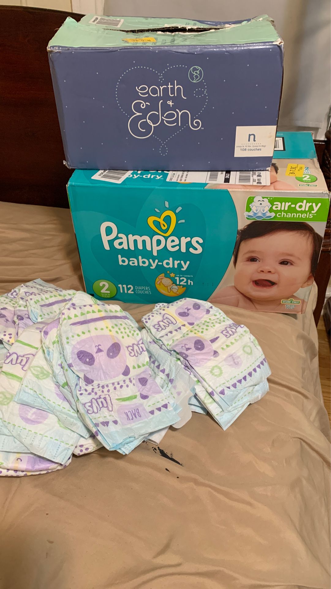 Baby pampers all together