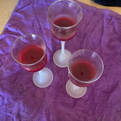 Party Lite trio stem candle holders with frosted stems