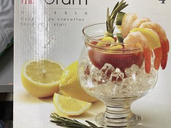4 Pcs Shrimp Cocktail Icer Bowls with Insert Glasses