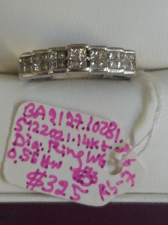 14K White Gold Cinderella Staircase Princess Diamond Ring 0.56ctw Ring Size 7