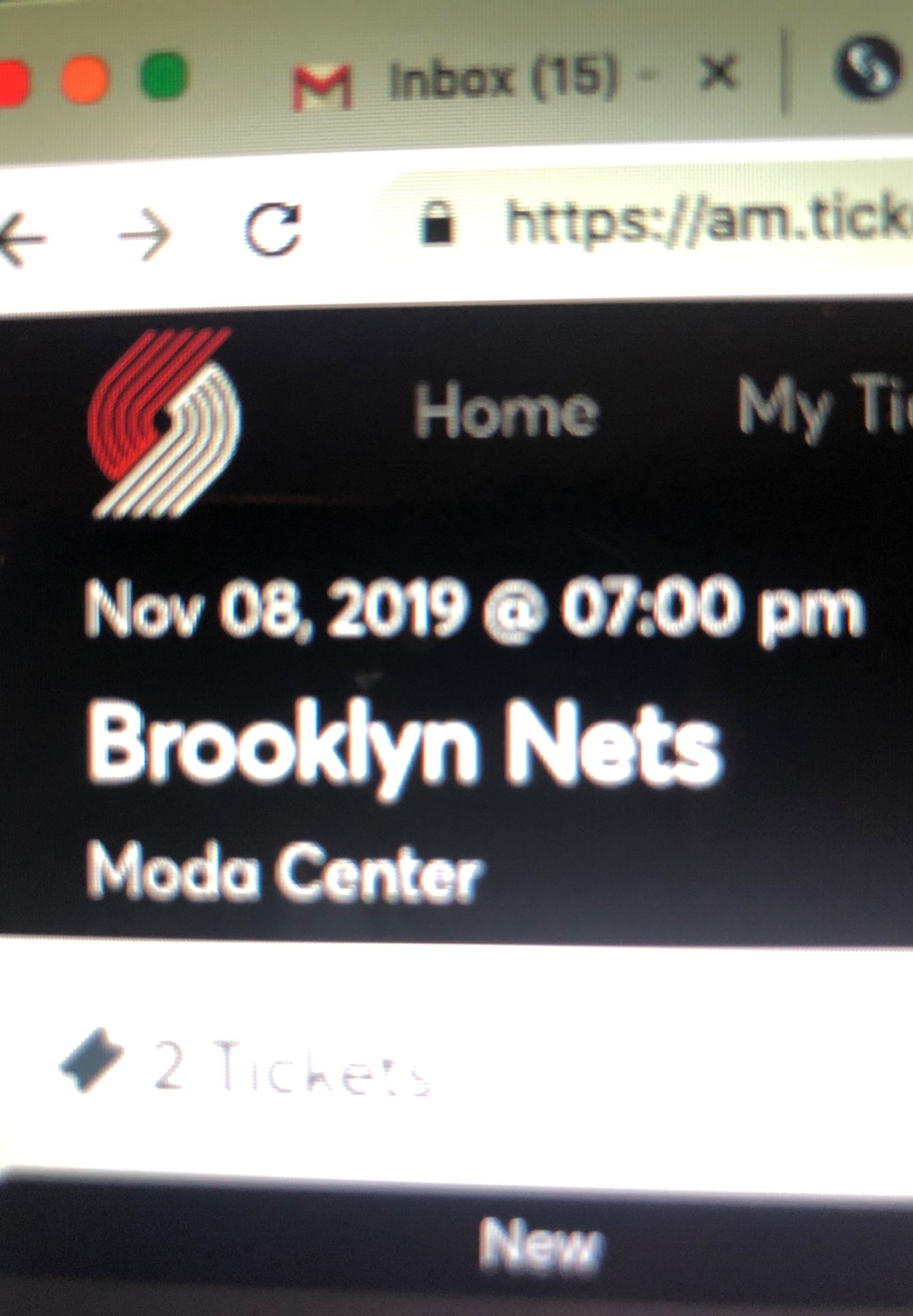 Blazer tickets 11/8/19 Brooklyn Nets