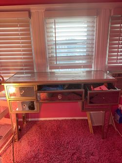 Glass mirror vanity
