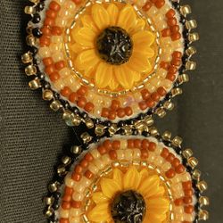 Beaded Sunflower Barrette 