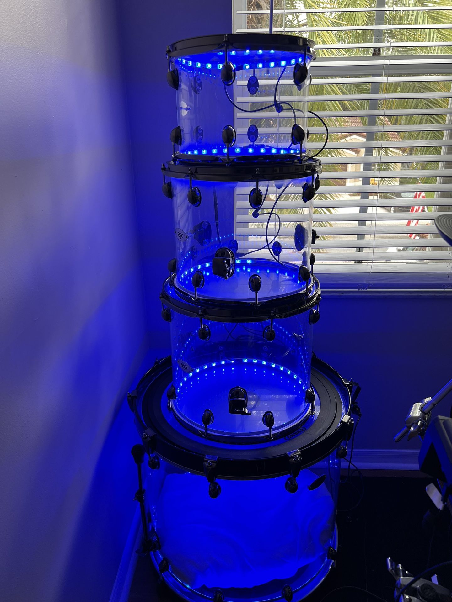 BSX Acrylic Drum Set With Led