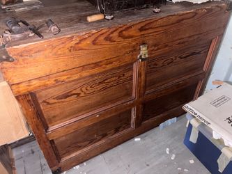 Huge Vintage Solid Wood Storage Trunk