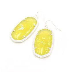 Yellow14k white gold plated hexagon oval dangle earrings 