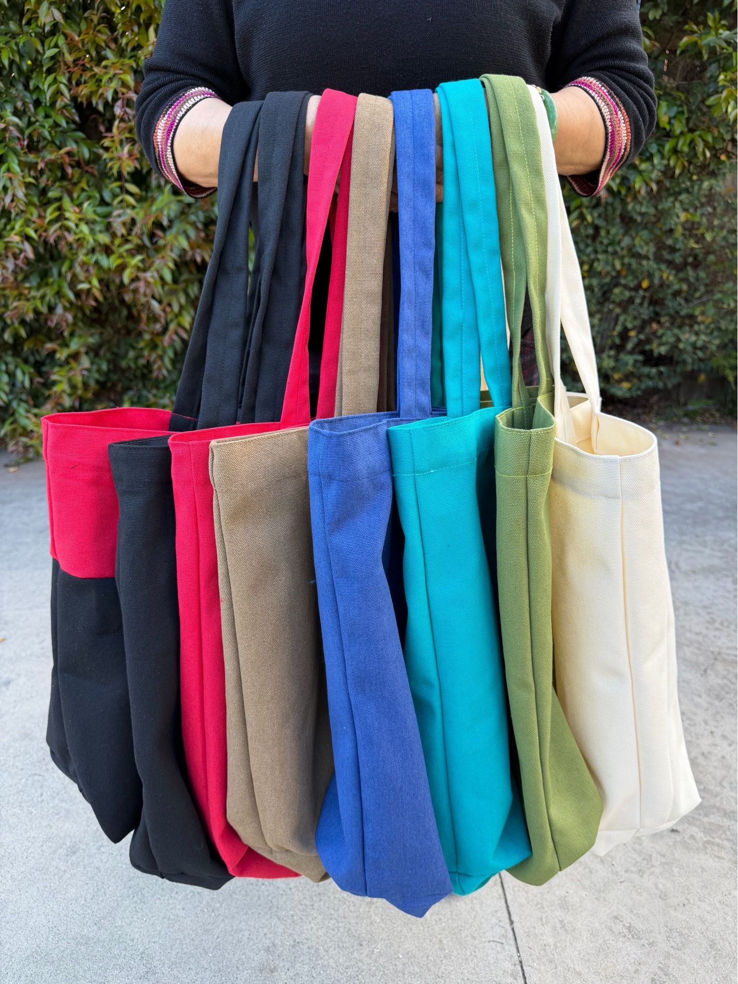 Handmade Large Canvas Tote – Heavy Duty Reusable Market Bag, Foldable Shopping Bag, 9 Colors
