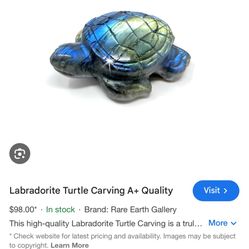 3 Labradorite Turtles Carvings With Flash.