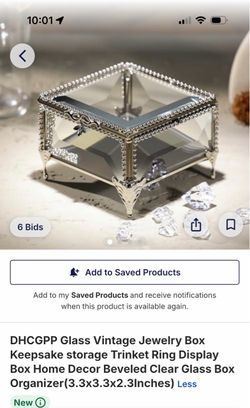 Glass Vintage Jewelry Keepsake Trinket Box