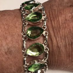 Free Shipping.  Peridot 925 Sterling Silver Bracelet