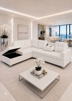WHITE SECTIONAL - Storage & Cupholers