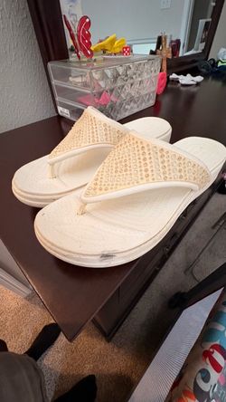 White Rhinestone Croc Sandals