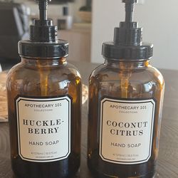 2 Amber Glass Bottle for Liquid Soap (Empty