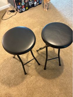 2 Black Cushioned Barstools
