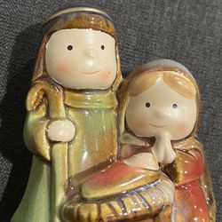 Ceramic Holy Family Miniature Nativity Figurine 