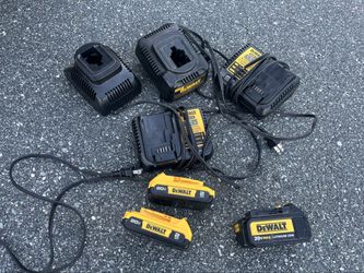 DeWalt 20V MAX Lot — Circular Saw, 3 Batteries, 2 Chargers — Tested