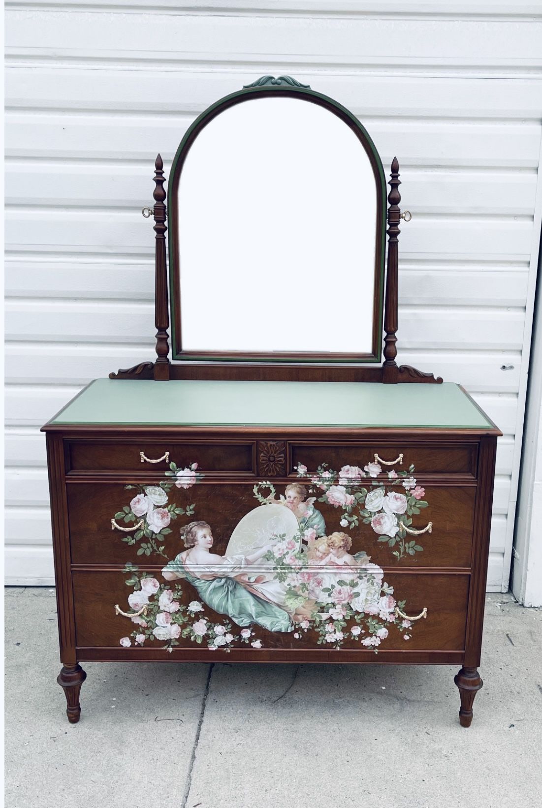Vintage Wood Dresser with Mirror