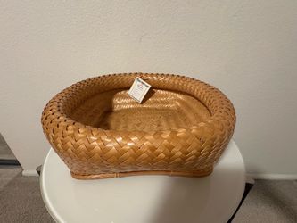 Large Handwoven Bamboo Basket Tray