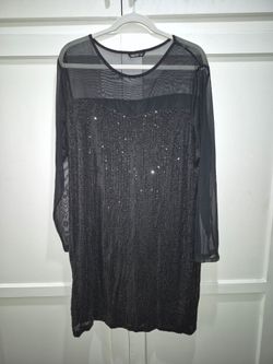 SHEIN Curve Black Sequin Mesh Dress 2XL