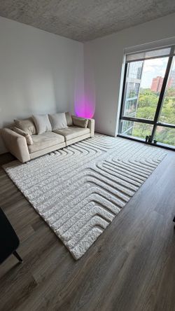 8x10 Ivory Textured 100% Wool Area Rug