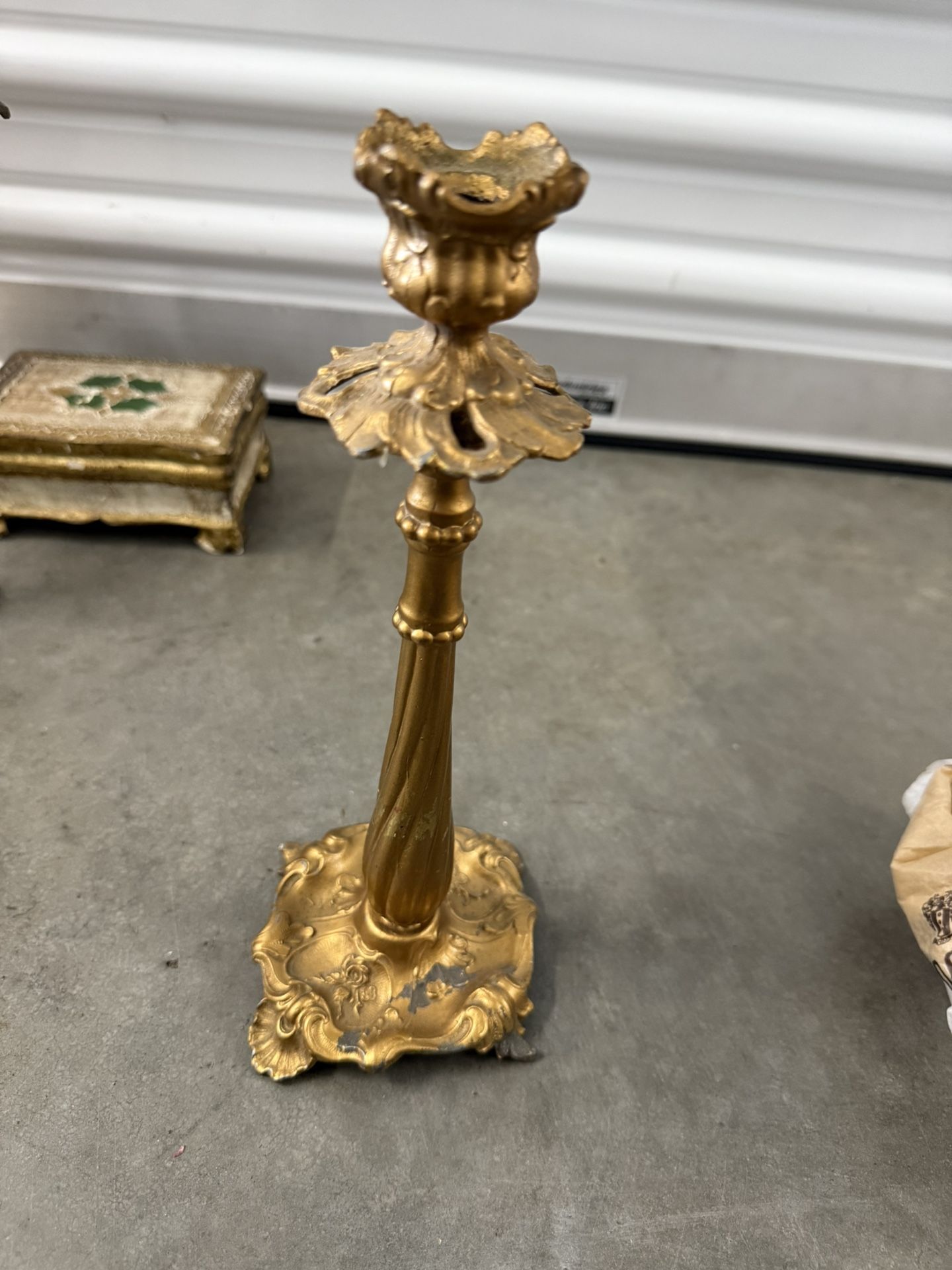antique Art Nouveau or French Rococo style gilt bronze candelabra