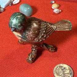 Jay Strongwater Miniature Bird Enamel Trinket Box Swarovski Unsigned READ