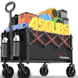 YACONA Foldable Lightweight Portable Wheel Collapsible Grocery Wagon 330 LBS