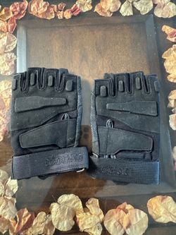 Fingerless Cycling Gloves Hook & Loop Wrist Strap Black Mesh Unisex Adults S