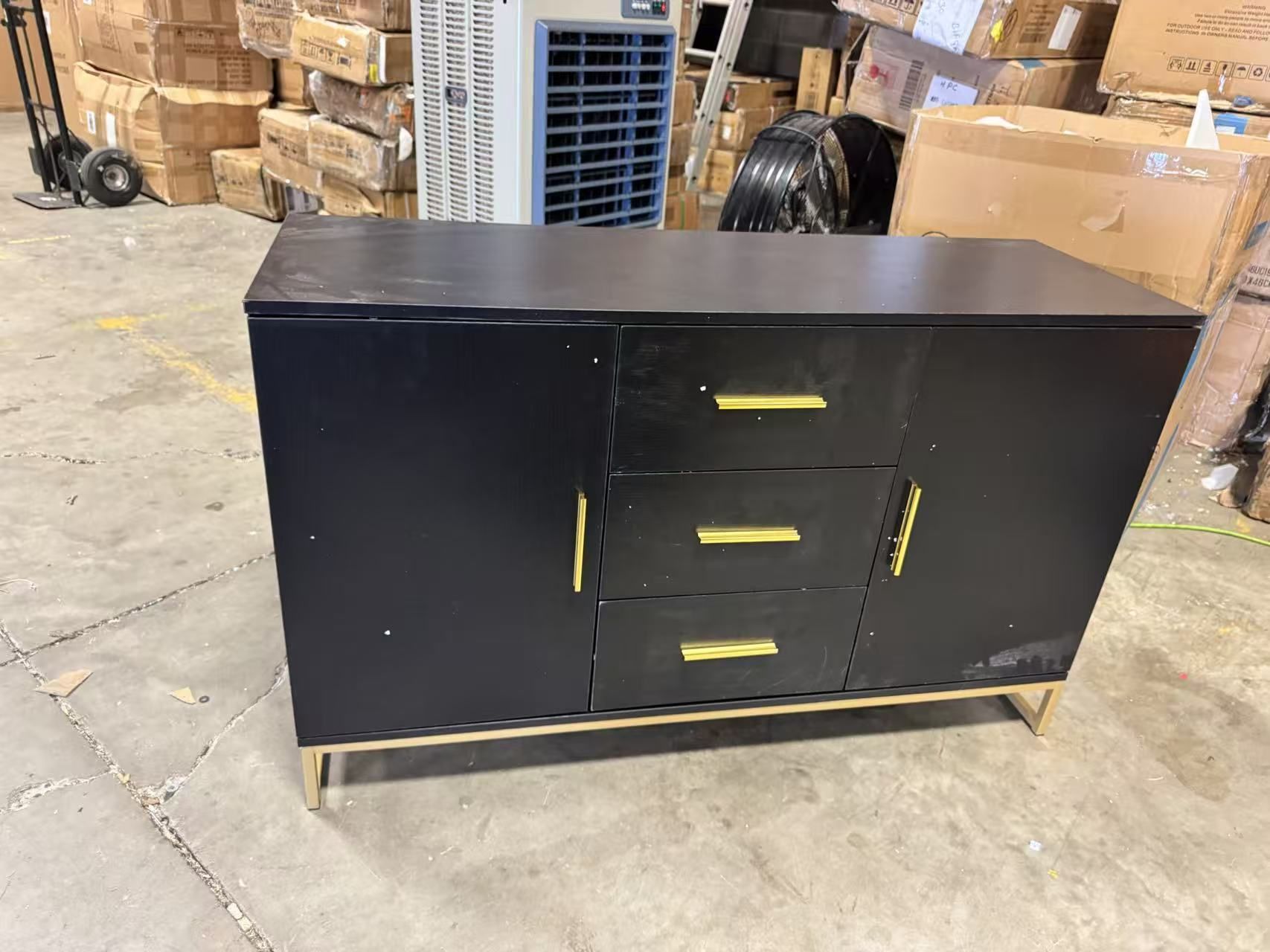Sideboard Buffet Storage Cabinet with 3 Drawers  black 
