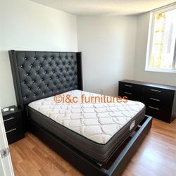 4 Piece Full Size Or Queen Size Or King Size Bedroom Set New In The Box 📦 Same Day Delivery.  Bed Frame Mattress 1 Night Stand Dresser