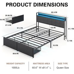 Queen Bed Frame with Storage