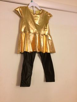 Gold & black girls two piece outfit