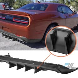 Fits 15-22 Dodge Challenger IKON V4 Style Rear Bumper Diffuser Matte Black PP