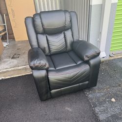 Black Faux Leather Power Recliner Chair
