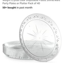 Wedding Plates/ Party Plates disposable Crystal Plates (240 Count) 7 Inches 