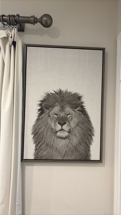 Framed Lion Portrait Canvas Wall Art