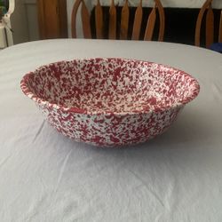 Crow Canyon Enamel Basin 14.5” Red & White 