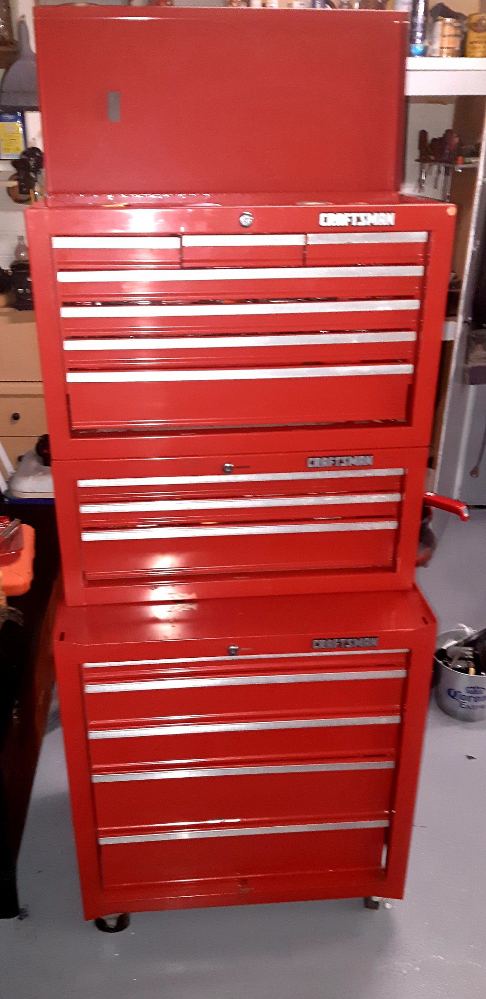 Craftsman Rolling 3 Tiered 15 Drawer Tool Box Chest w/some Tools ! DELIVERY AVAILABLE !!