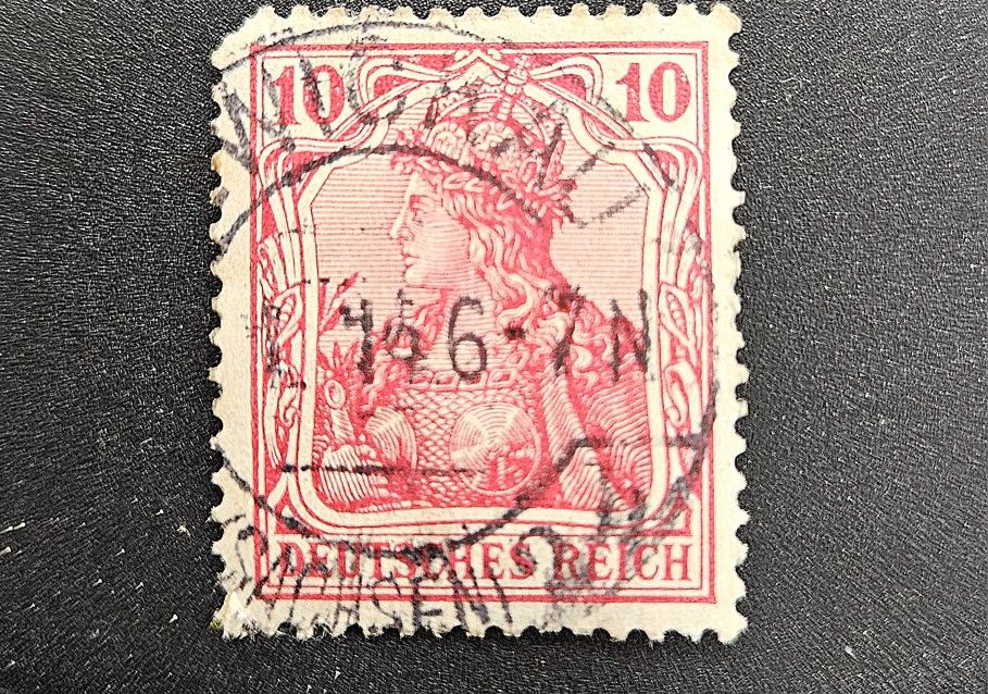 RARE DEUTSCHES REICH 10PFENNIG ROSE RED GERMAN STAMP